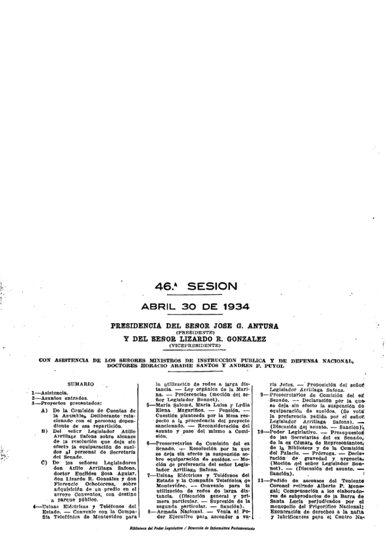 DIARIO DE SESIONES DE LA COMISION LEGISLATIVA PERMANENTE del 30/04/1934